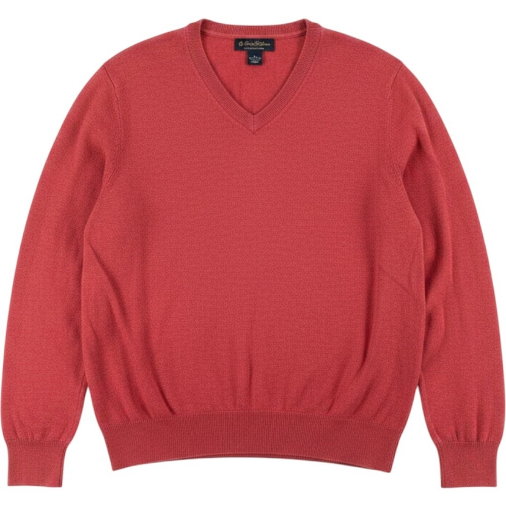 Brooks Brothers‎ Sweater Mens M V-Neck Coral Red Supima Cotton Pullover 6268
